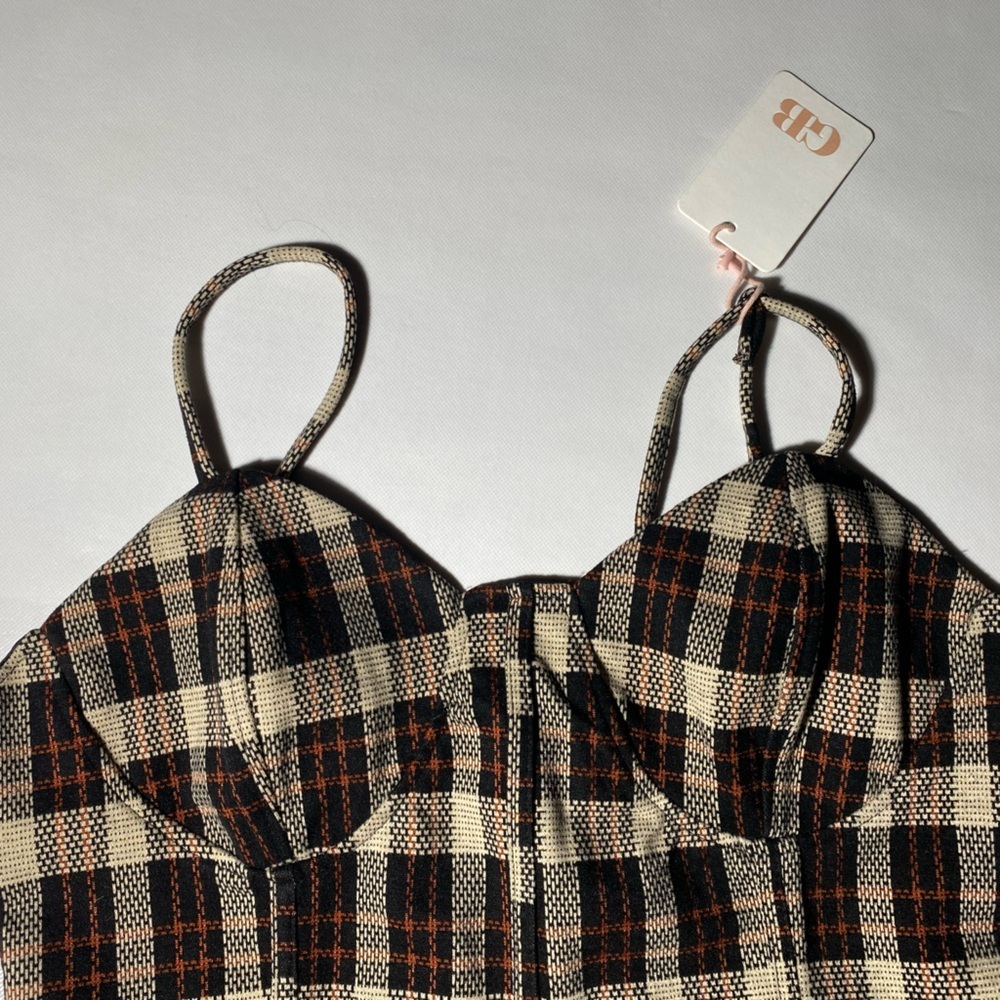NEW- Size S Woman's Gianni Bini Dress W/ Top Lining - Zip Back- Black Plaid - Picture 5 of 10